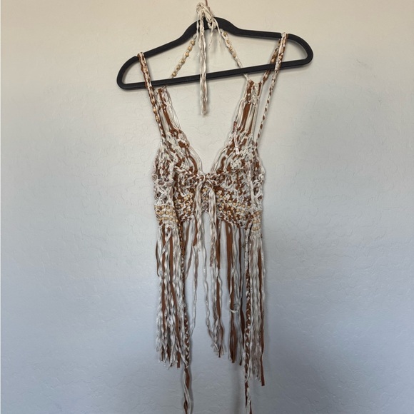 Free People Bali Coral Macrame Top size small New - Picture 6 of 11
